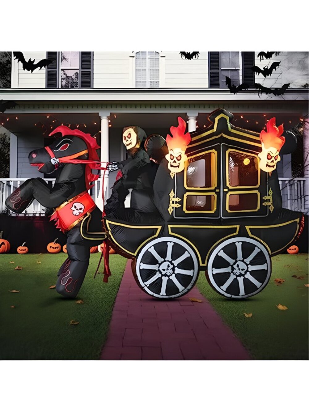 10 Ft Long Halloween Inflatables Carriage Outdoor Decorations